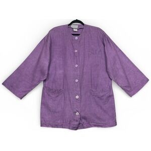 Vintage Marina Sitbon Pour Kamosho Linen Jacket Purple Medium Large Lagenlook